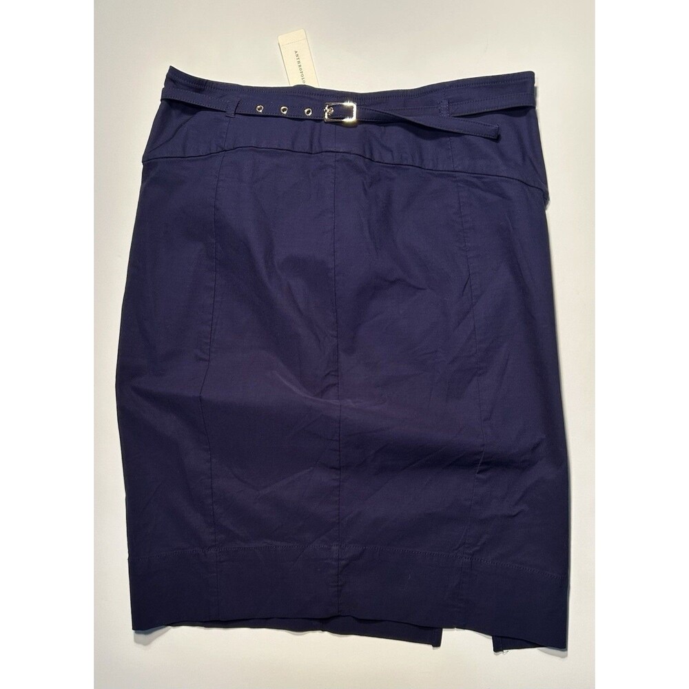 Anthropologie Womens Belted Navy Stretch Pencil Skirt Size M Medium 29-31X23 New